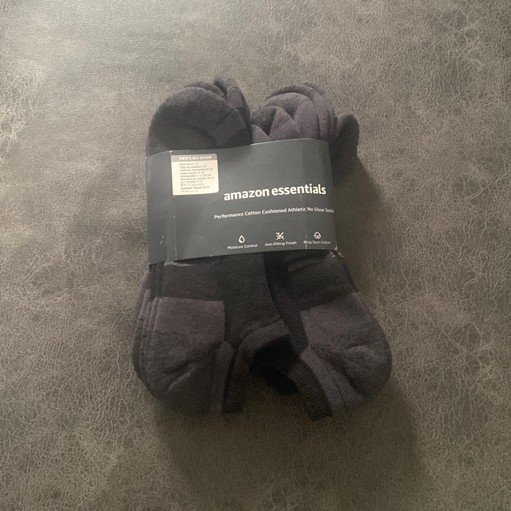 Mens Amazon Essentials No Show Socks.